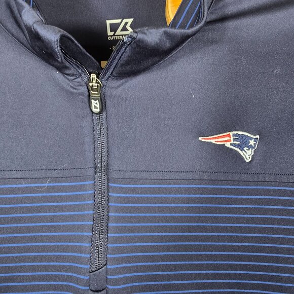New England Patriots 1/4 Zip Pullover Lightweight Jacket 2XB Men's Blue Striped - Picture 4 of 9